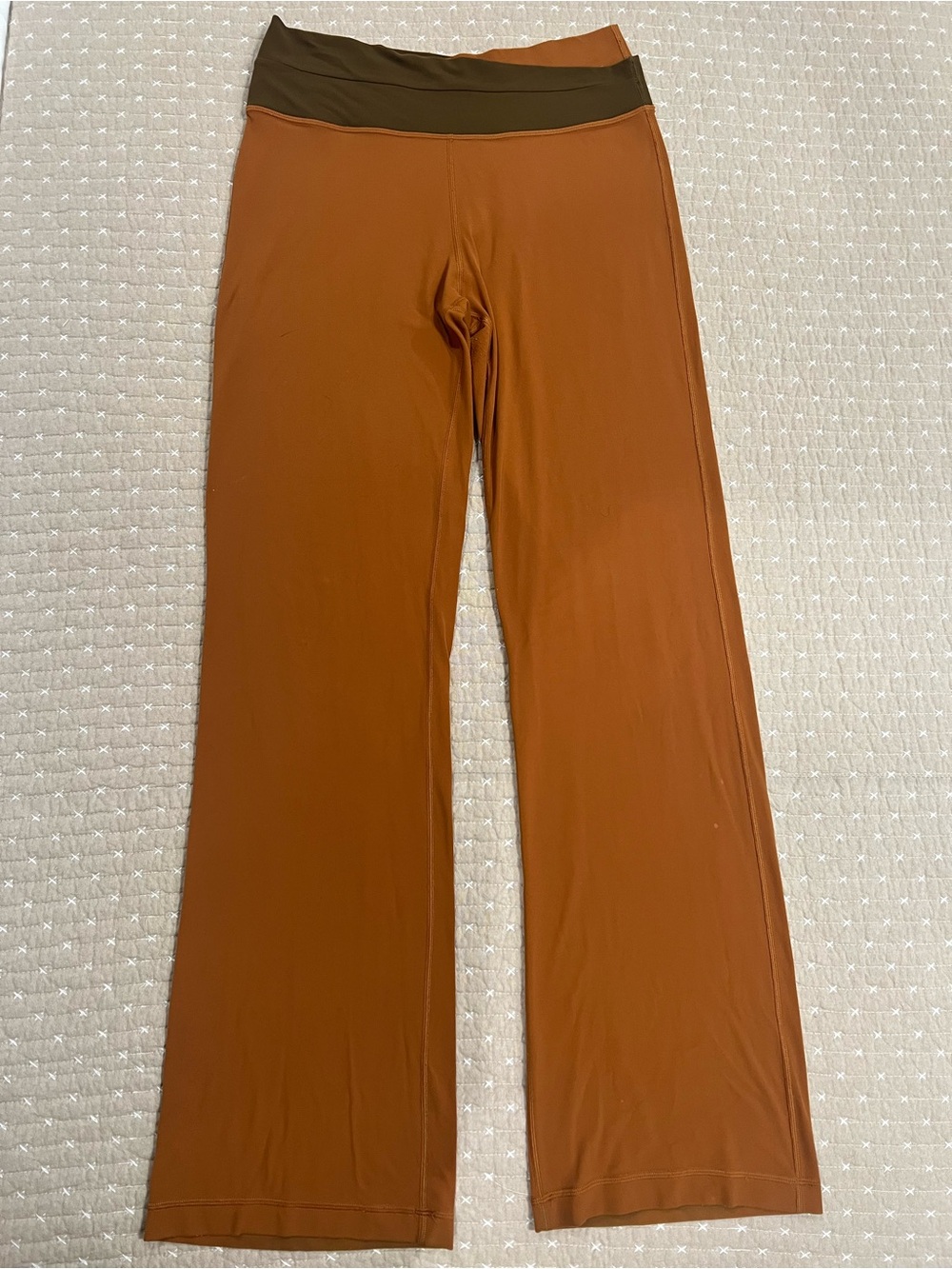 lululemon athletica Rust Yoga Pants with Olive Waistband